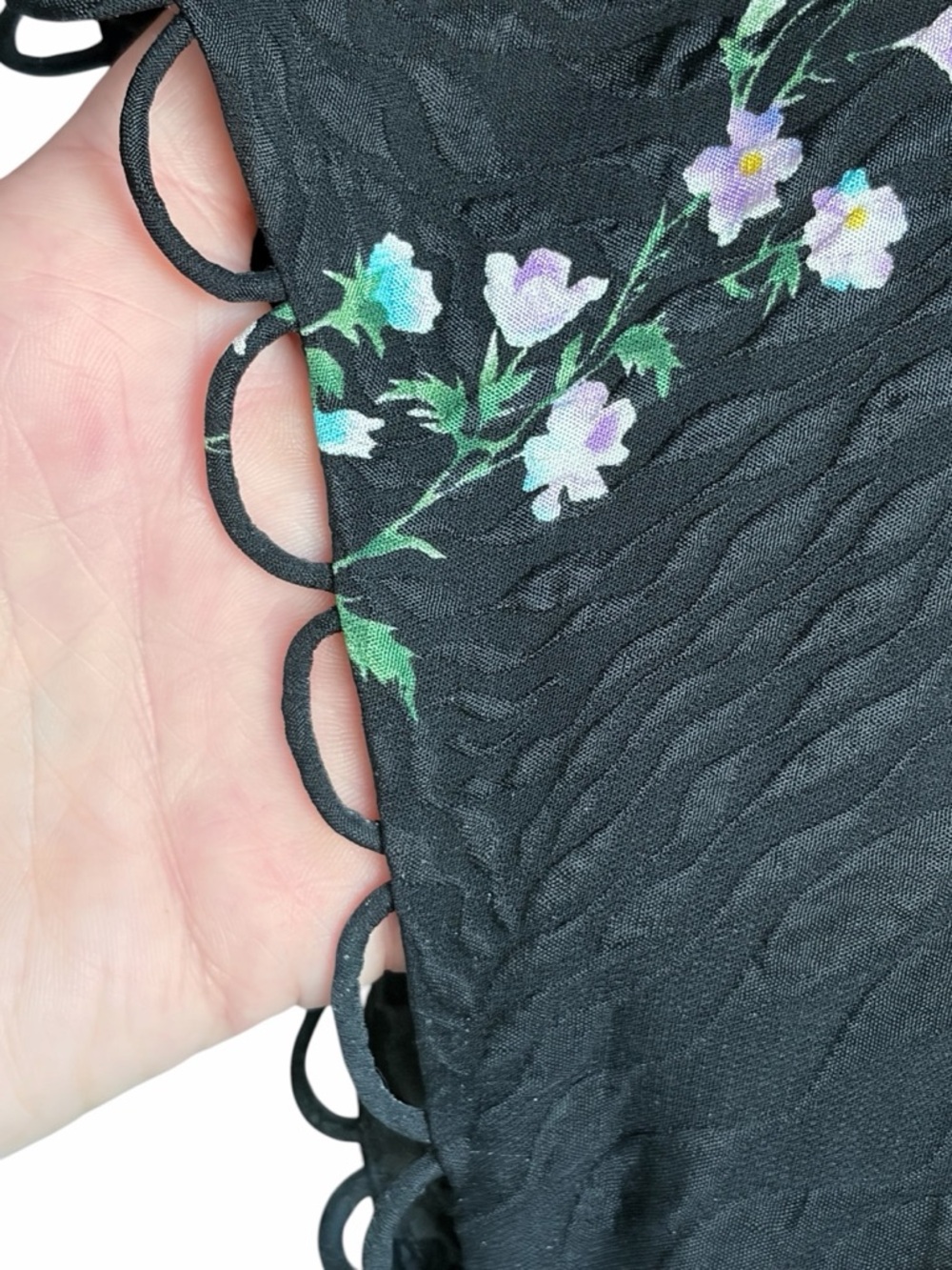 Vintage Ann Crimmins for UMI 100% Silk Floral Dress Black Size 10 Short Sleeve - Picture 4 of 5